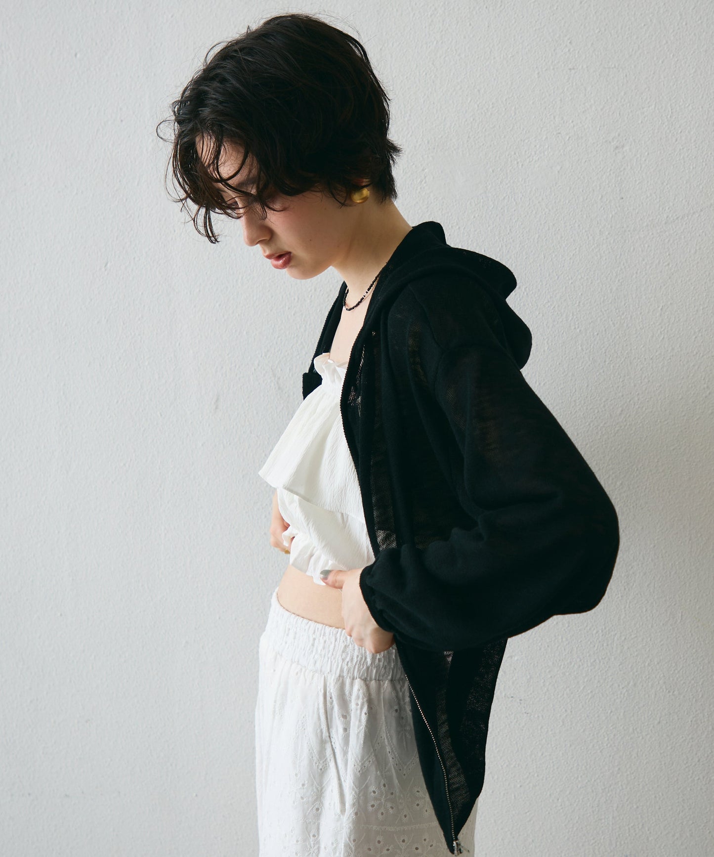 シアーニットパーカー