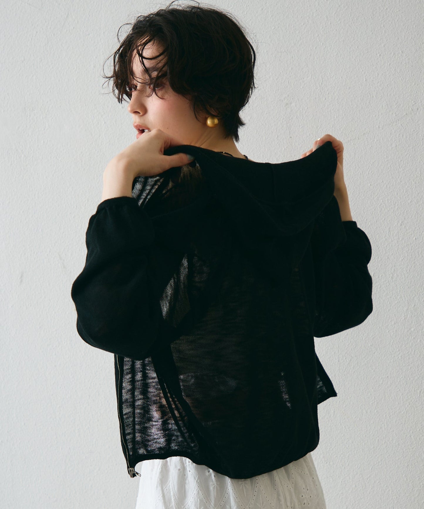 シアーニットパーカー