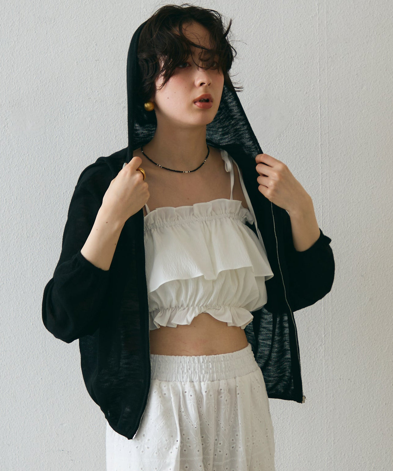 シアーニットパーカー