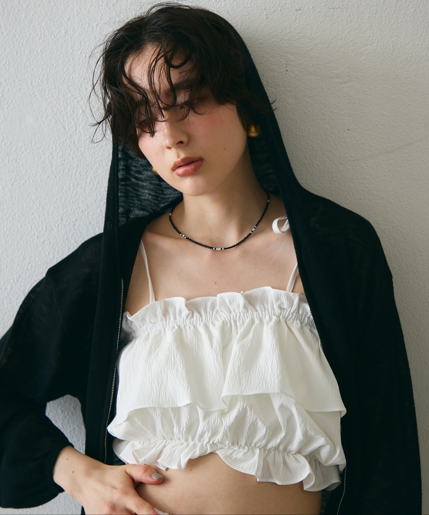 シアーニットパーカー