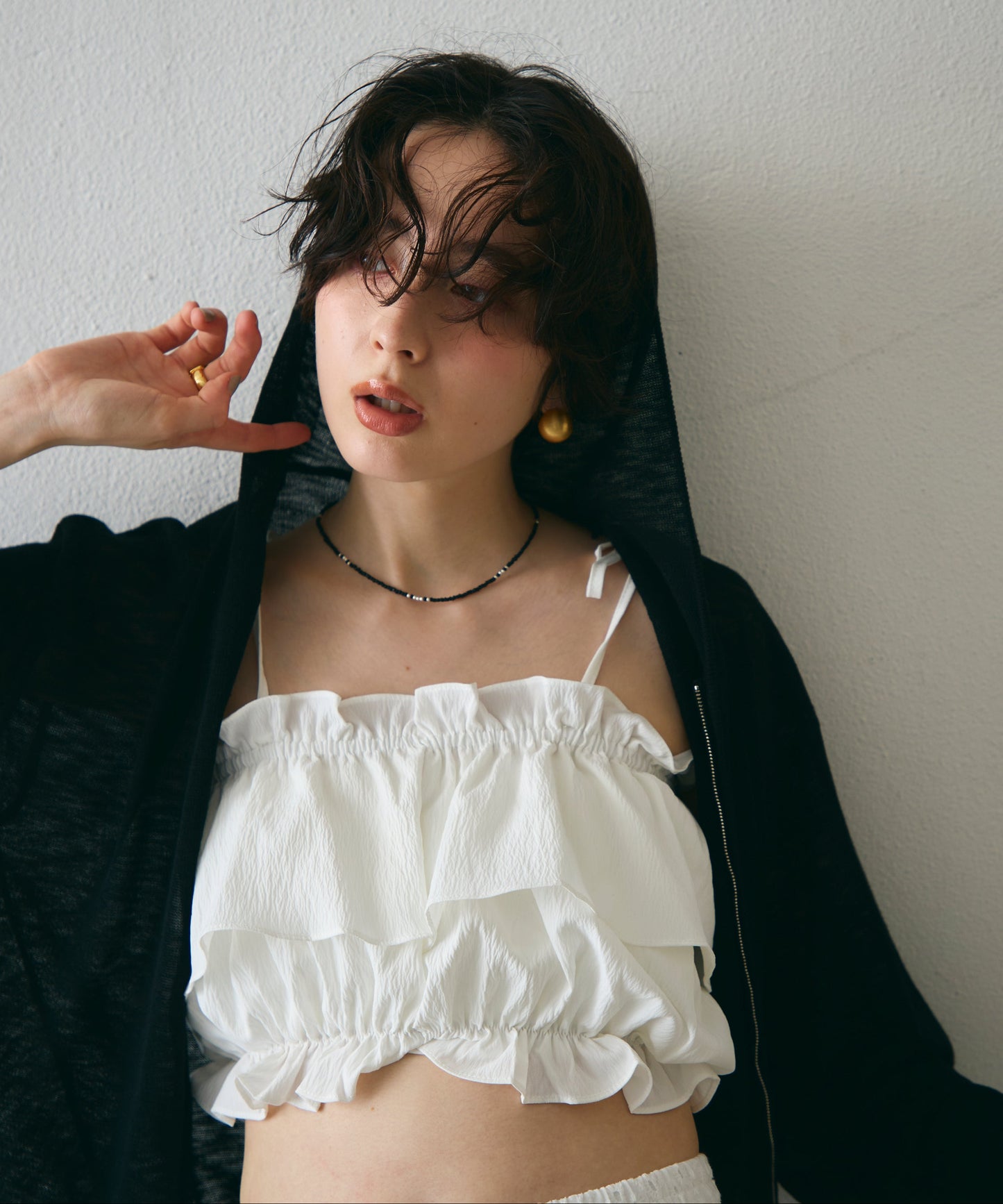 シアーニットパーカー