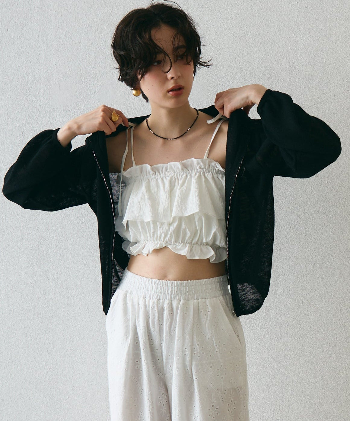 シアーニットパーカー