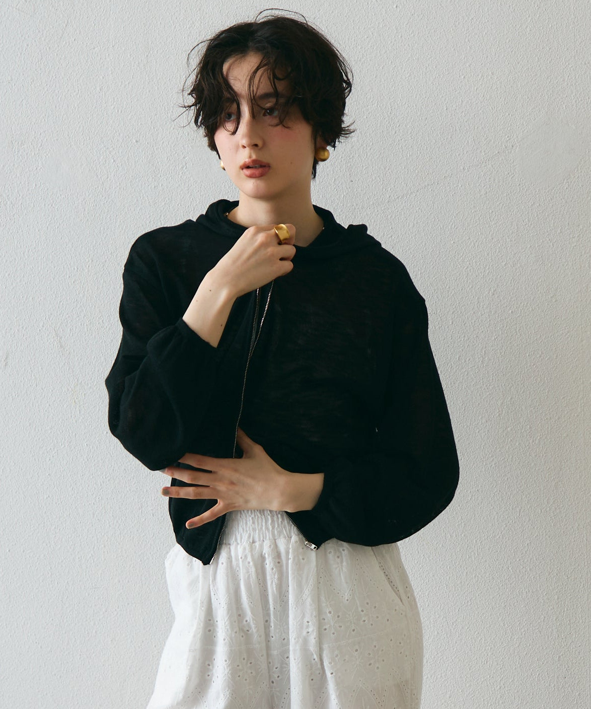 シアーニットパーカー