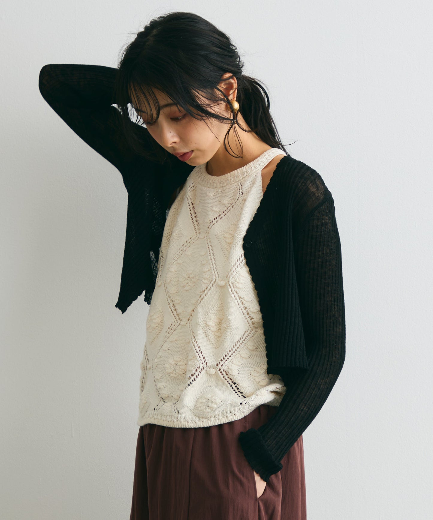 アメリカンスリーブジャガードニット