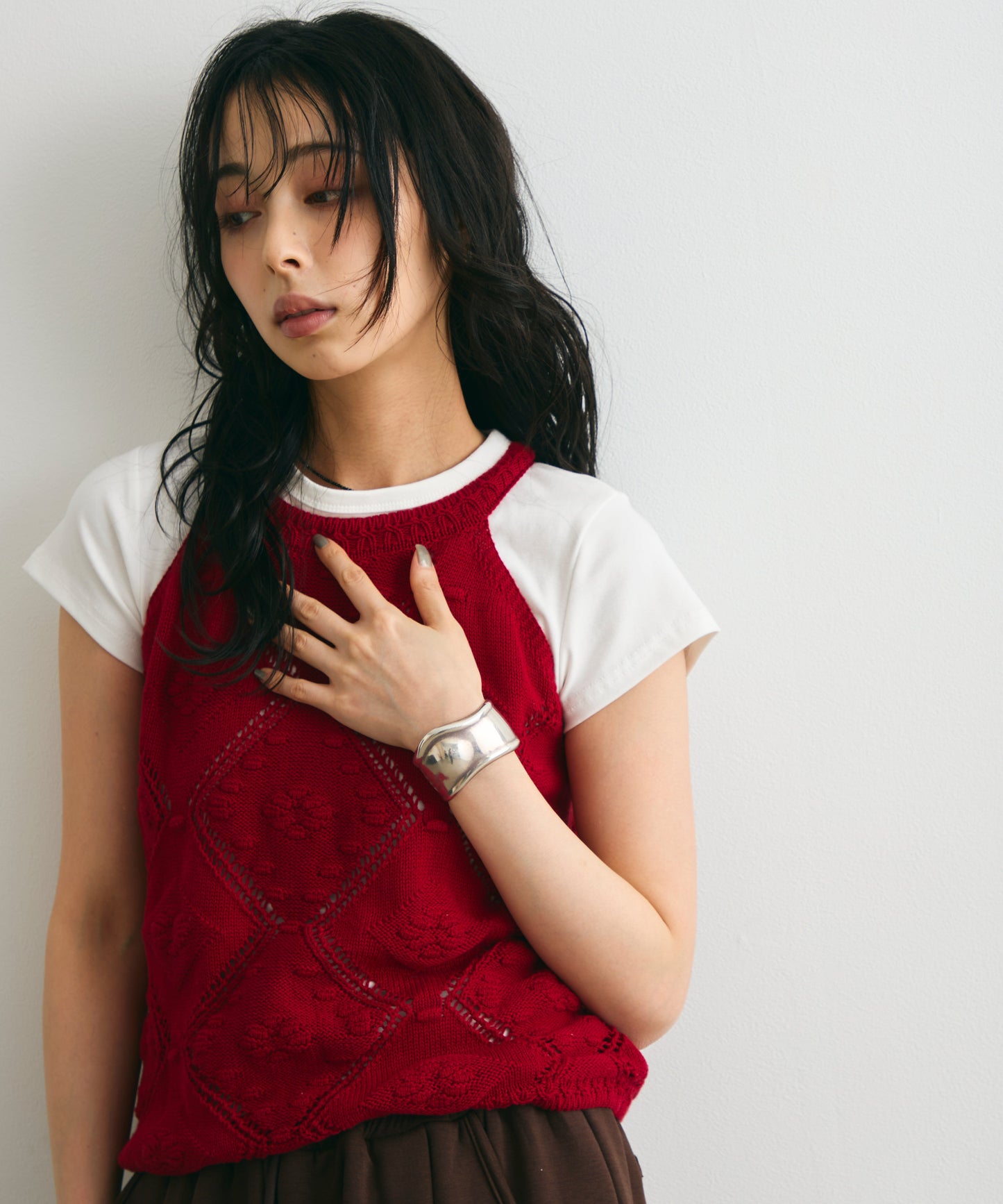 アメリカンスリーブジャガードニット