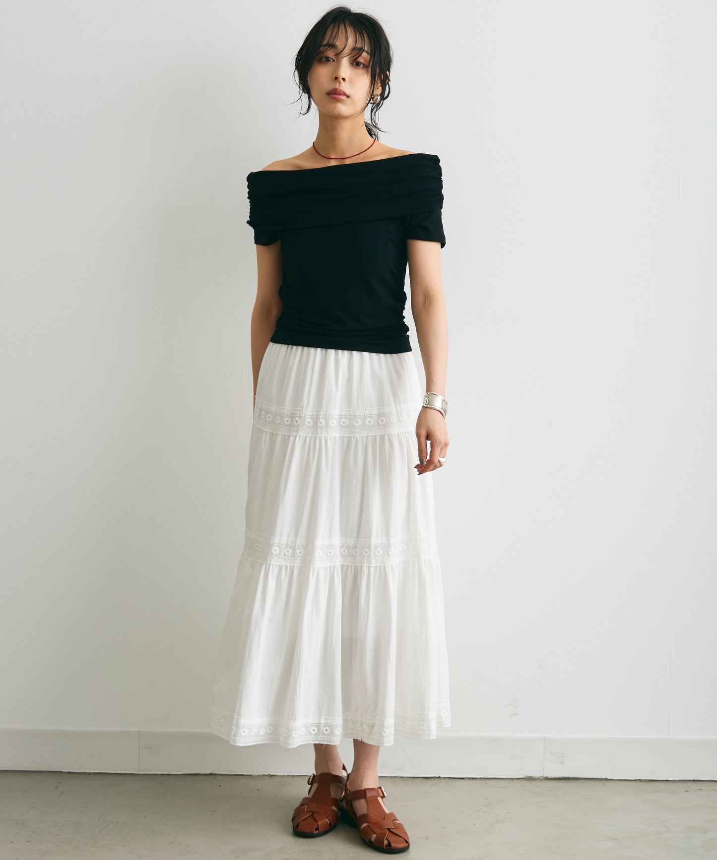 エアリーティアードロングスカート