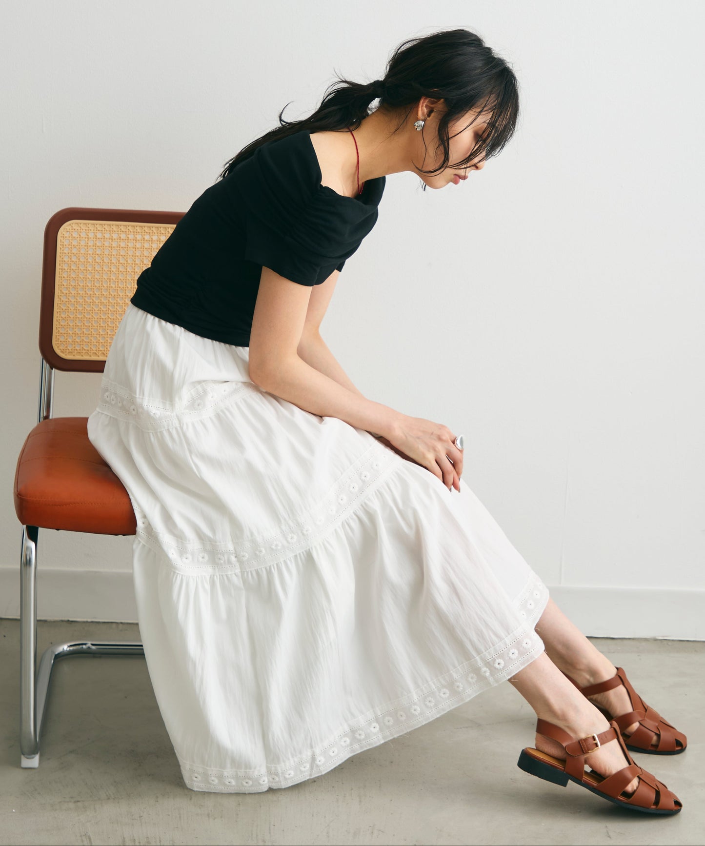 エアリーティアードロングスカート