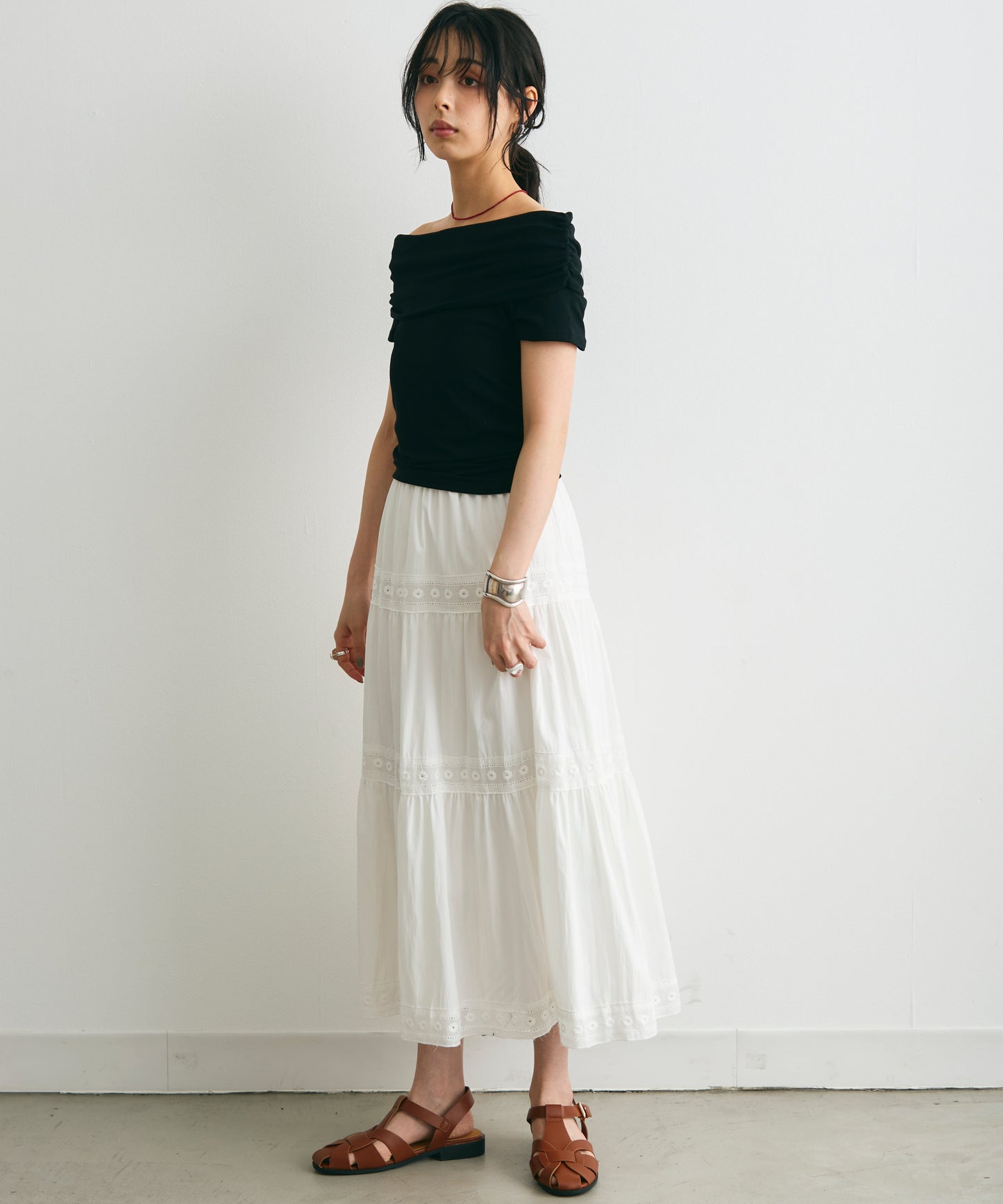 エアリーティアードロングスカート