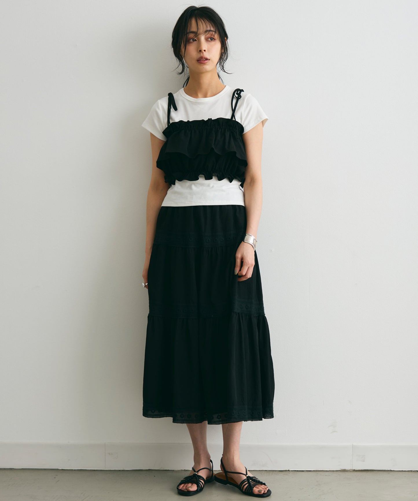 エアリーティアードロングスカート