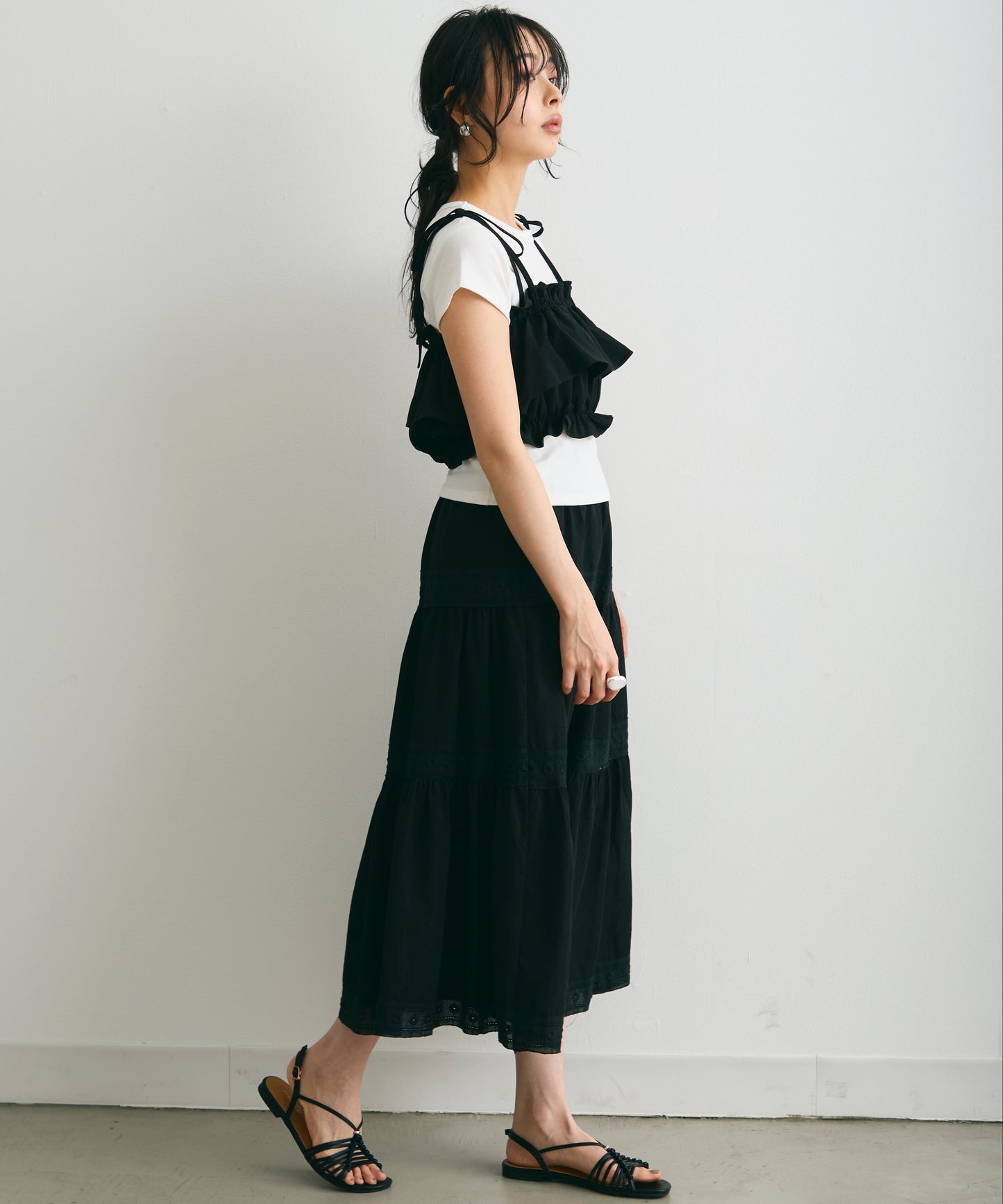 エアリーティアードロングスカート