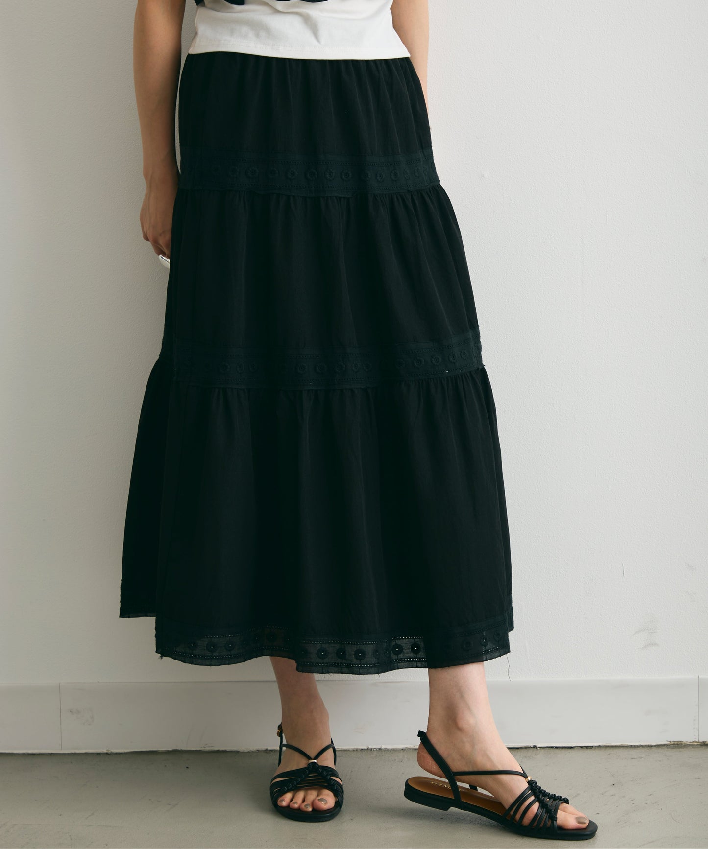 エアリーティアードロングスカート