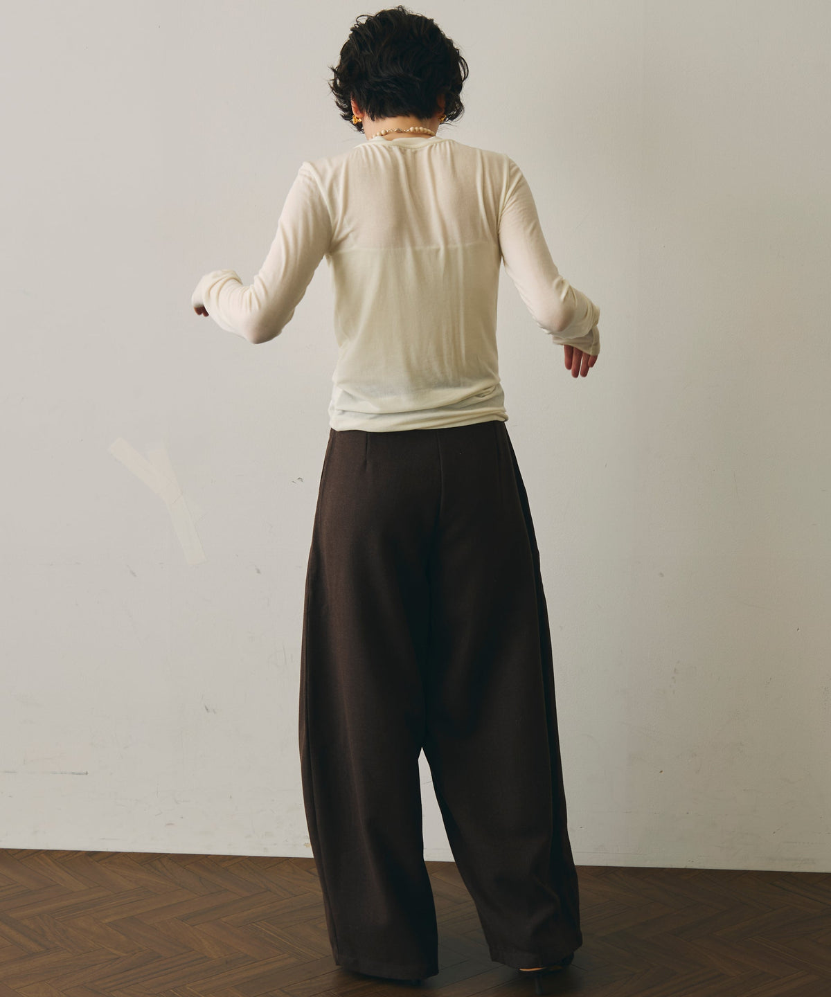 ウール混ラウンドネックロングスリーブTEE