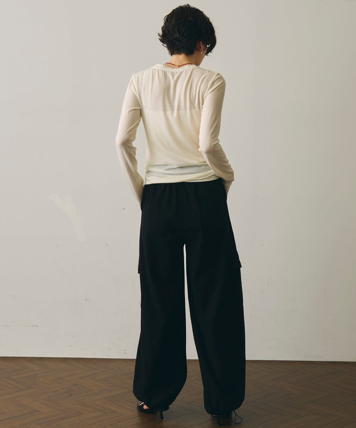 ウール混VネックロングスリーブTEE