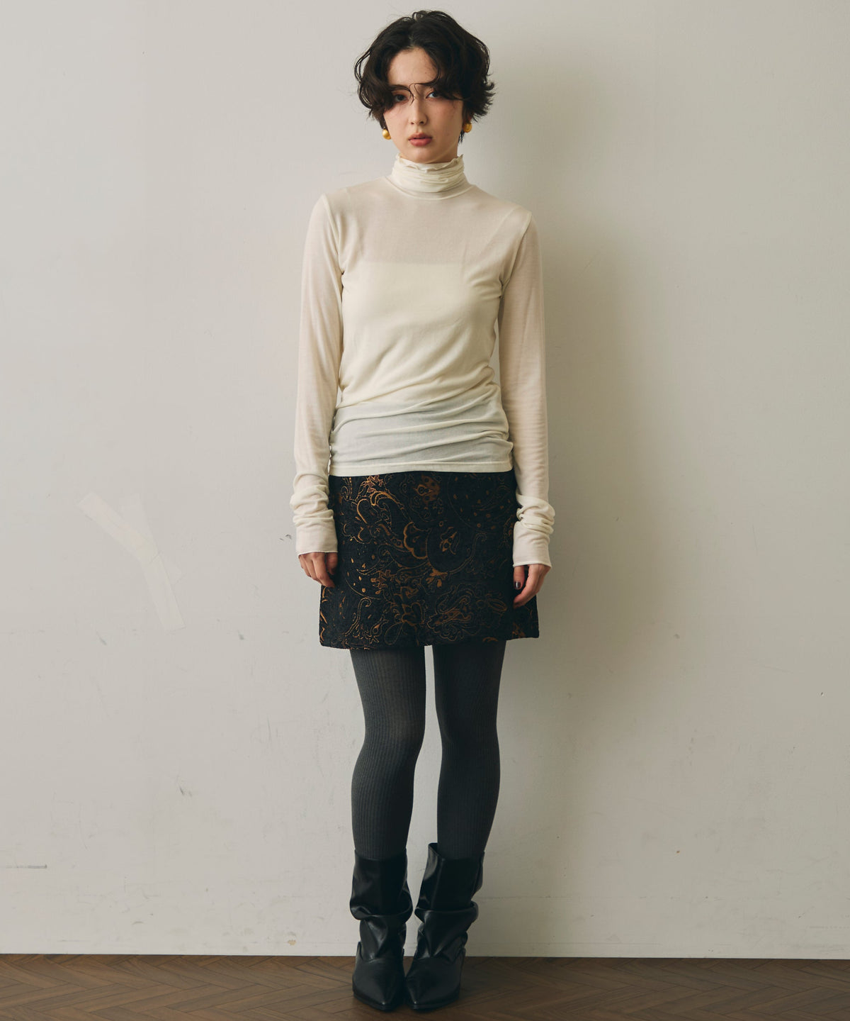 ウール混タートルネックロングスリーブTEE