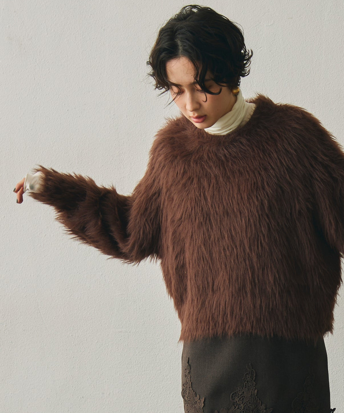 ウール混タートルネックロングスリーブTEE