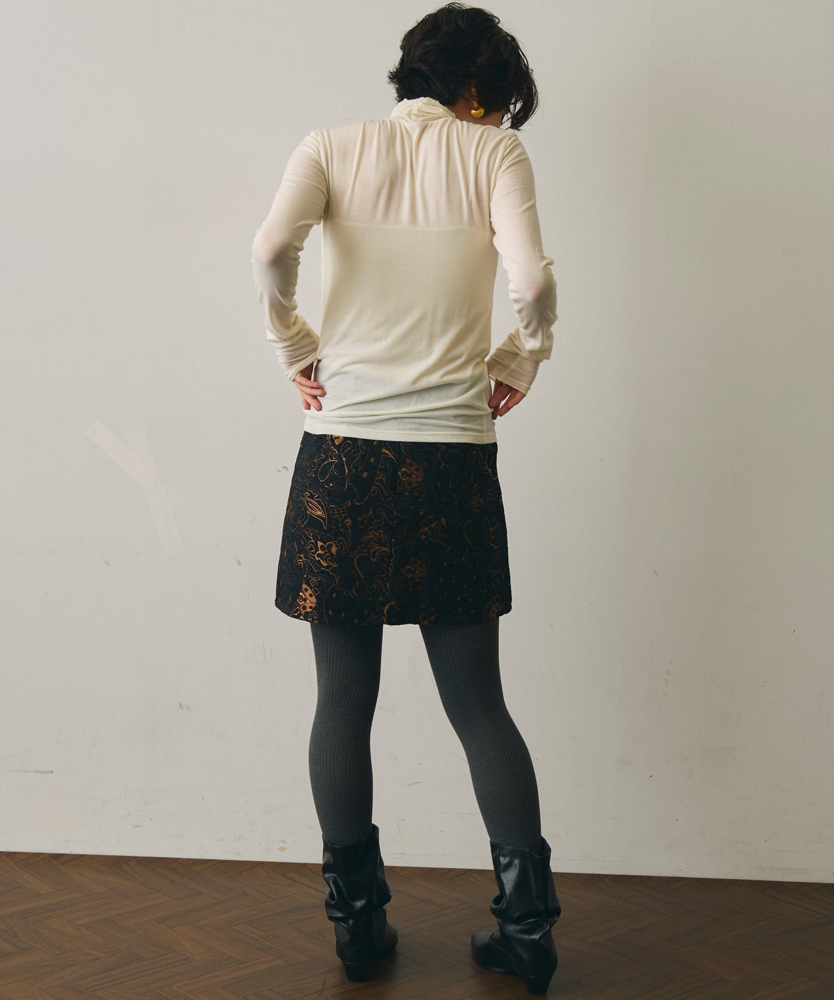 ウール混タートルネックロングスリーブTEE