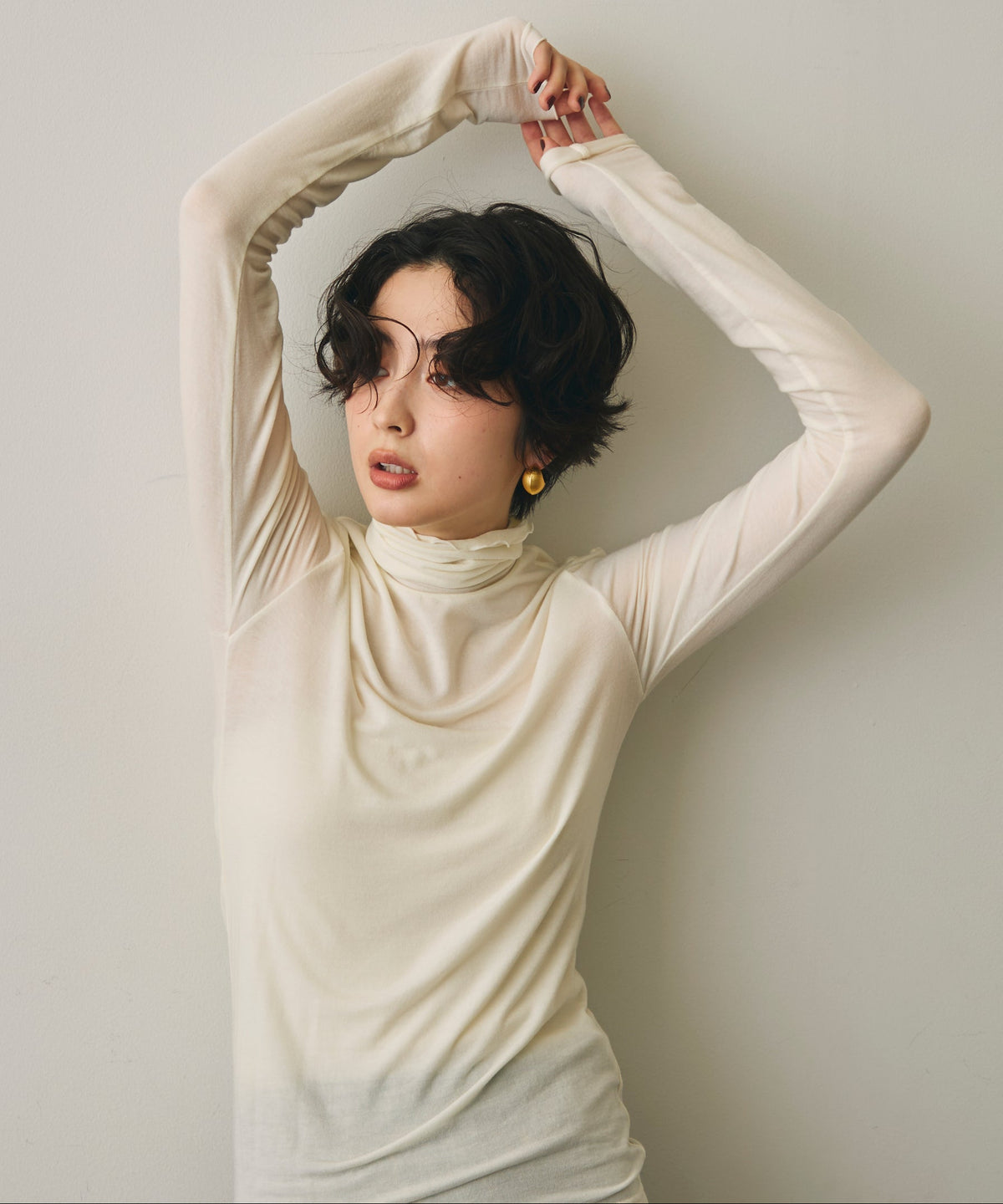 ウール混タートルネックロングスリーブTEE
