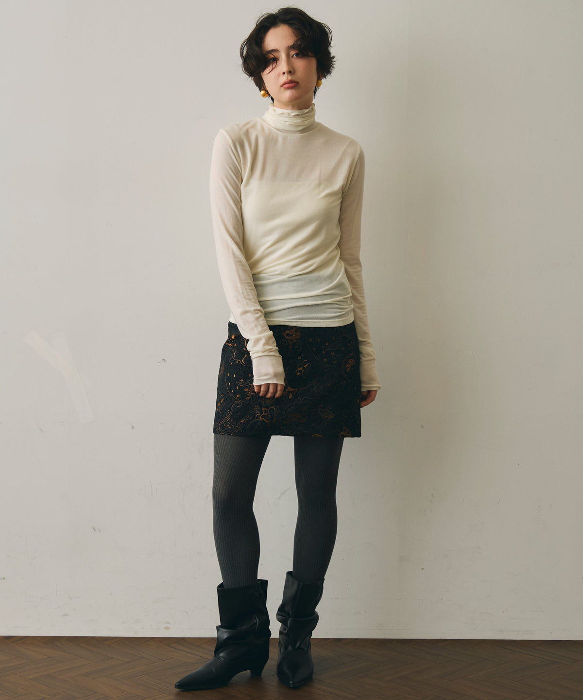 ウール混タートルネックロングスリーブTEE
