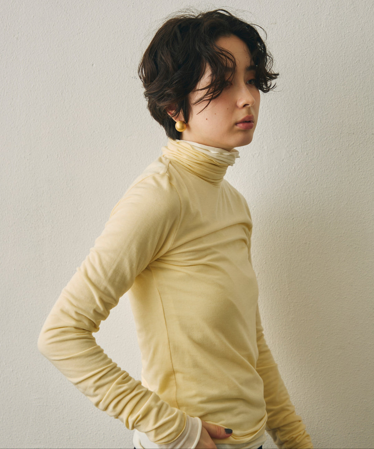 ウール混タートルネックロングスリーブTEE