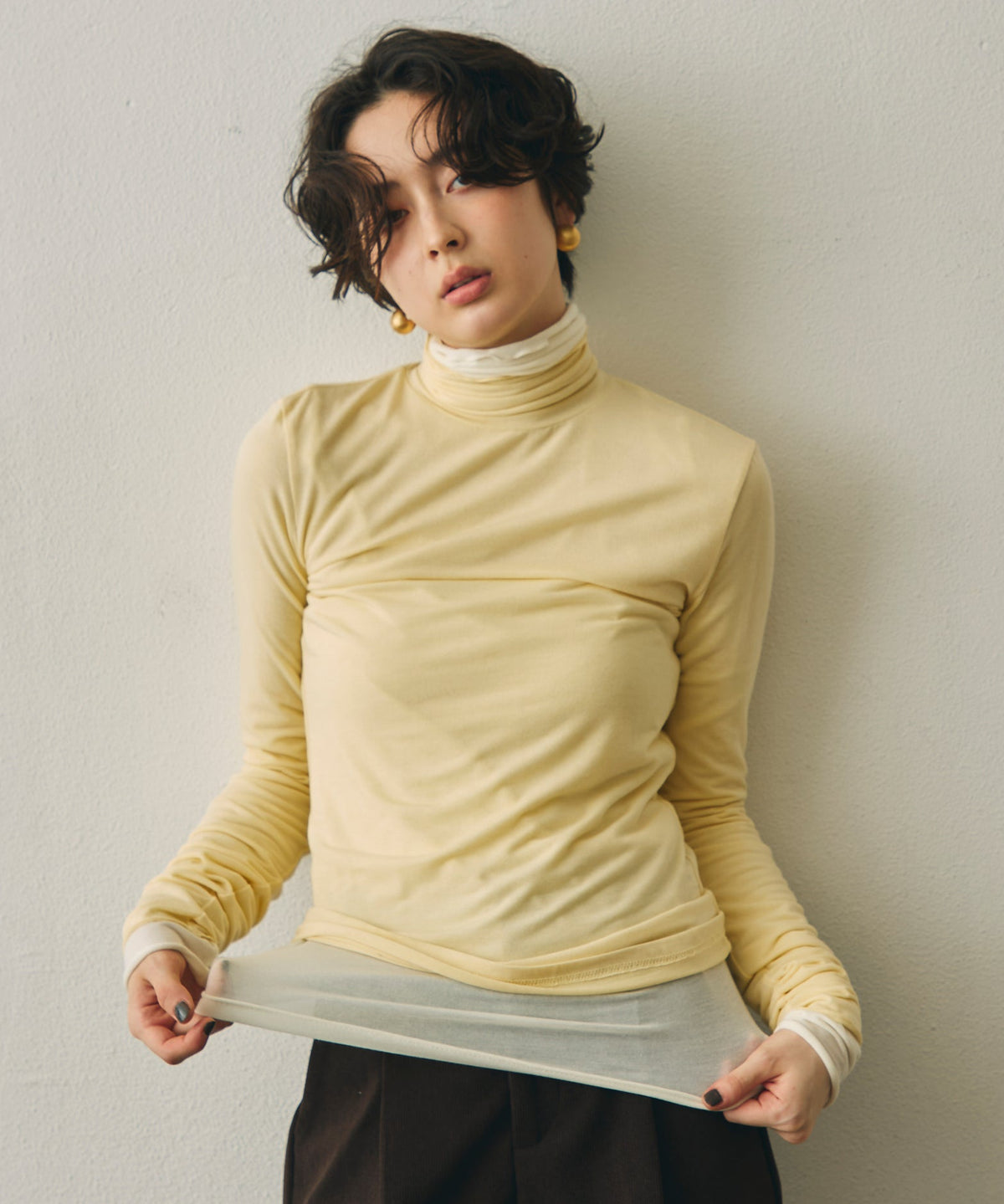 ウール混タートルネックロングスリーブTEE