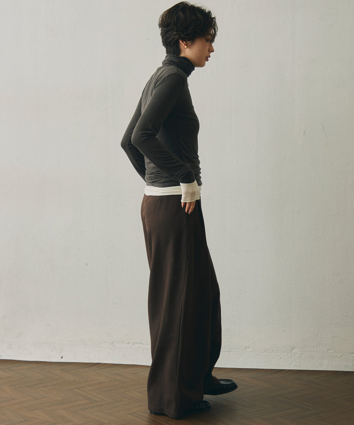 ウール混タートルネックロングスリーブTEE
