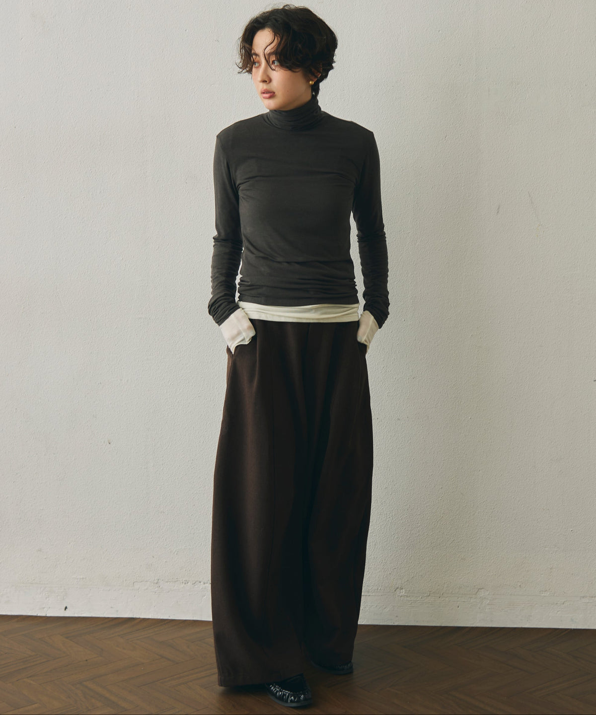 ウール混タートルネックロングスリーブTEE
