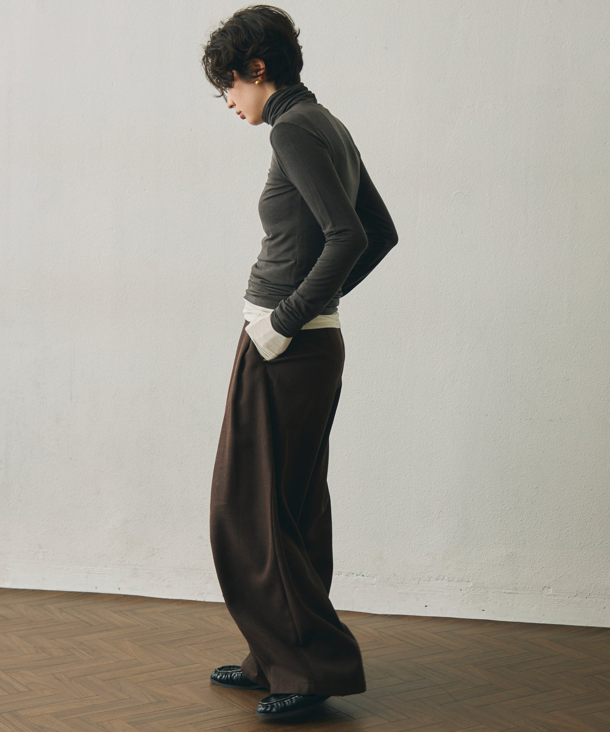 ウール混タートルネックロングスリーブTEE