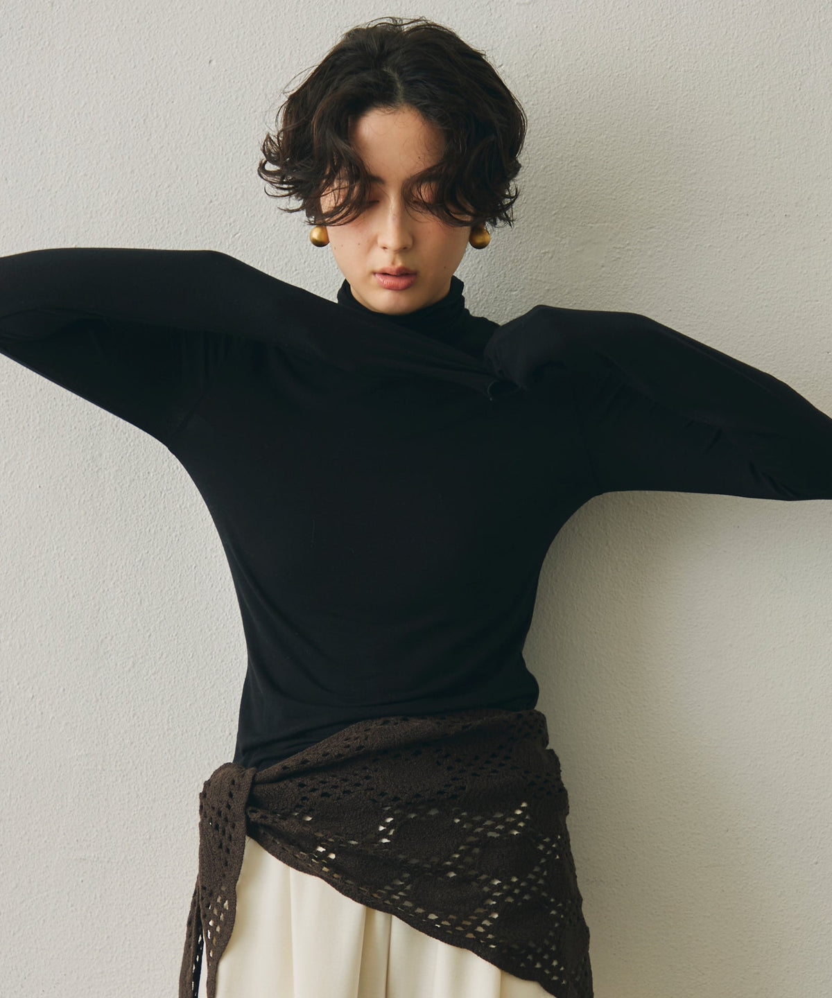 ウール混タートルネックロングスリーブTEE