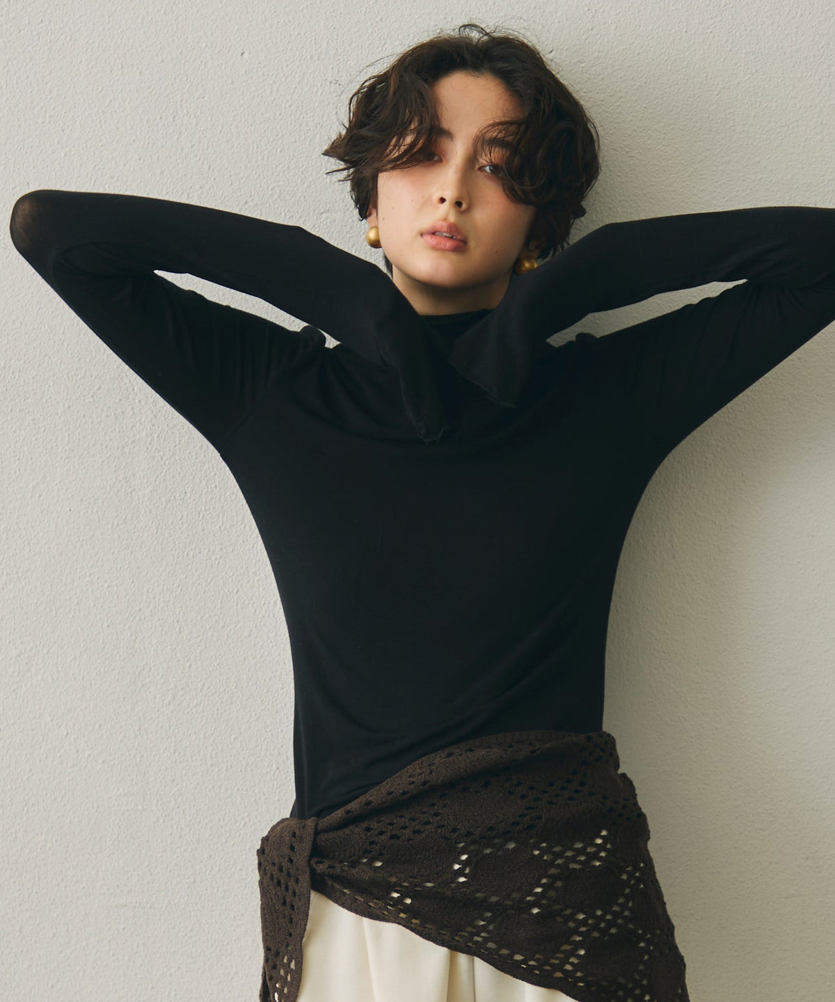 ウール混タートルネックロングスリーブTEE