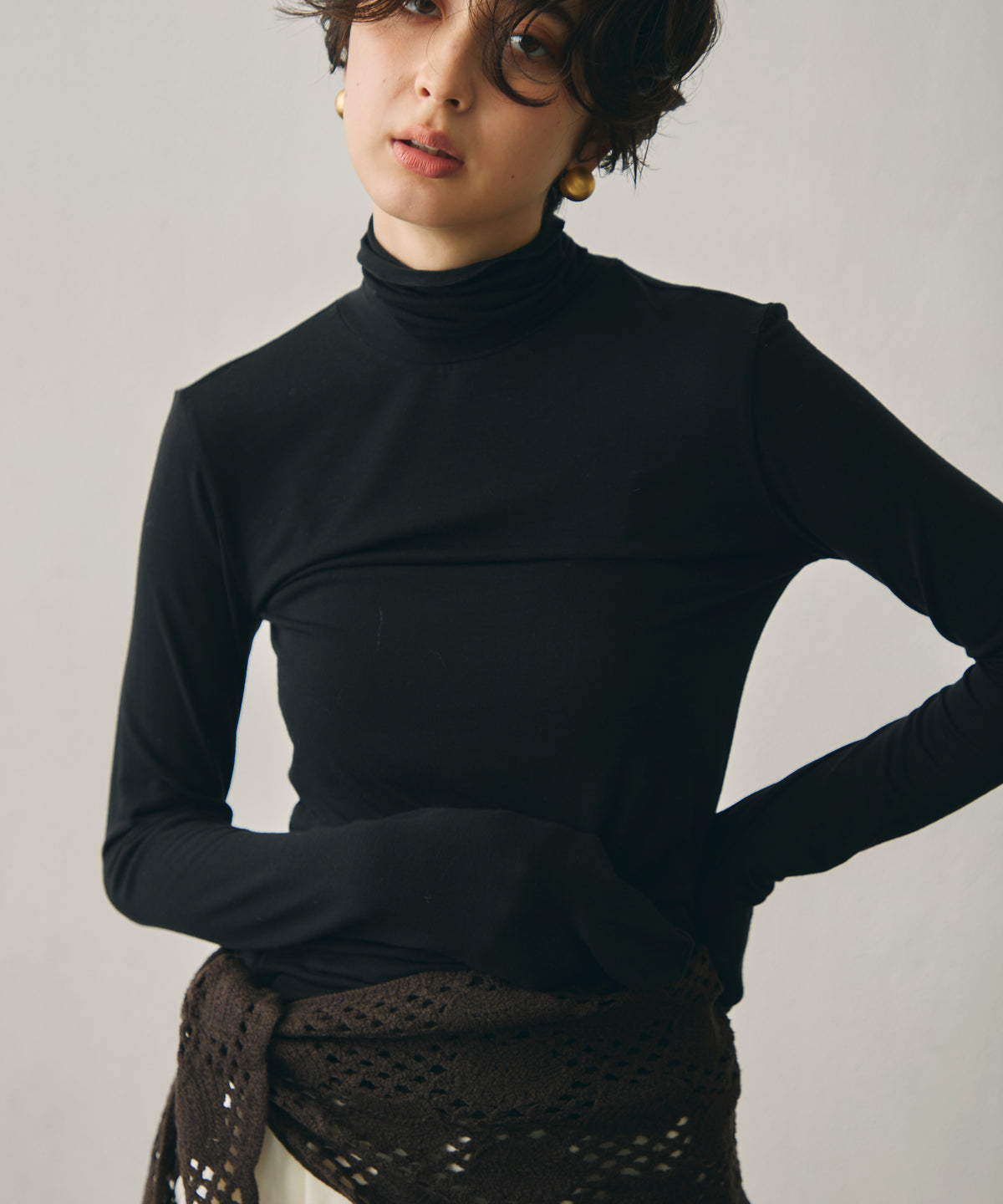ウール混タートルネックロングスリーブTEE