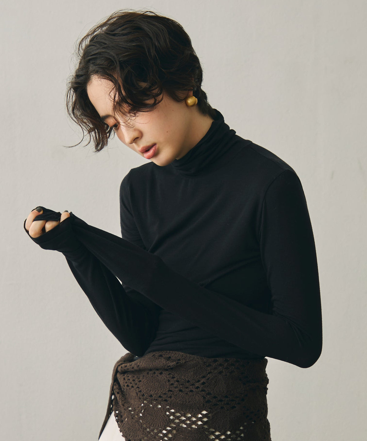 ウール混タートルネックロングスリーブTEE