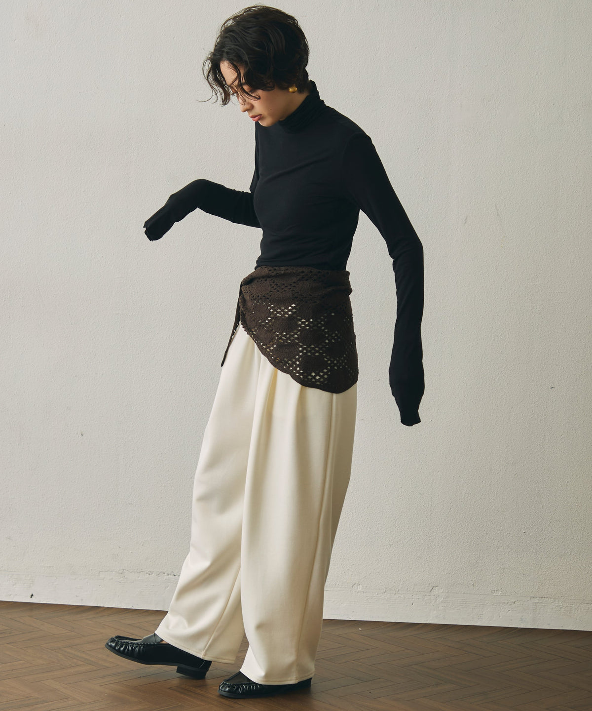 ウール混タートルネックロングスリーブTEE