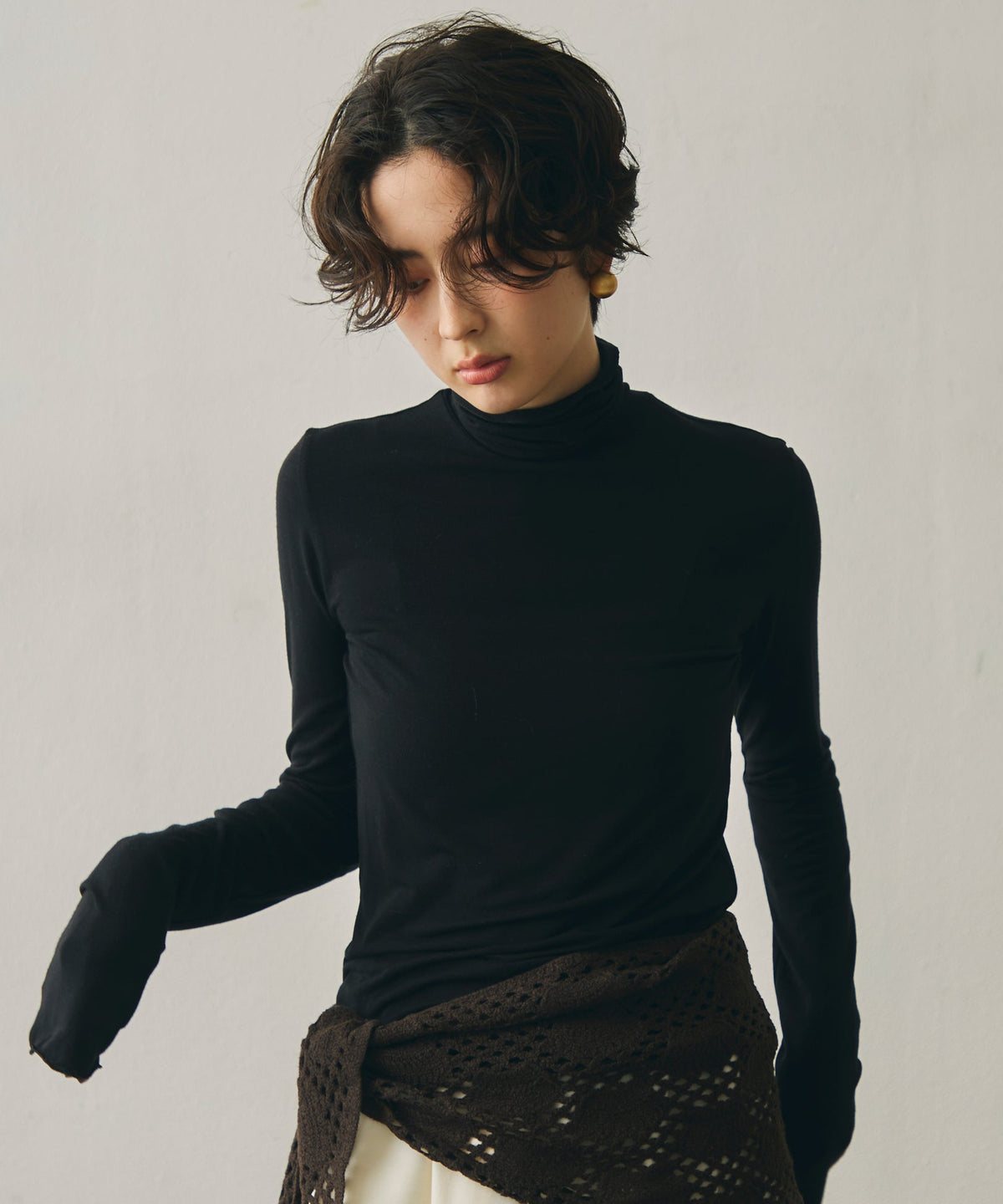 ウール混タートルネックロングスリーブTEE