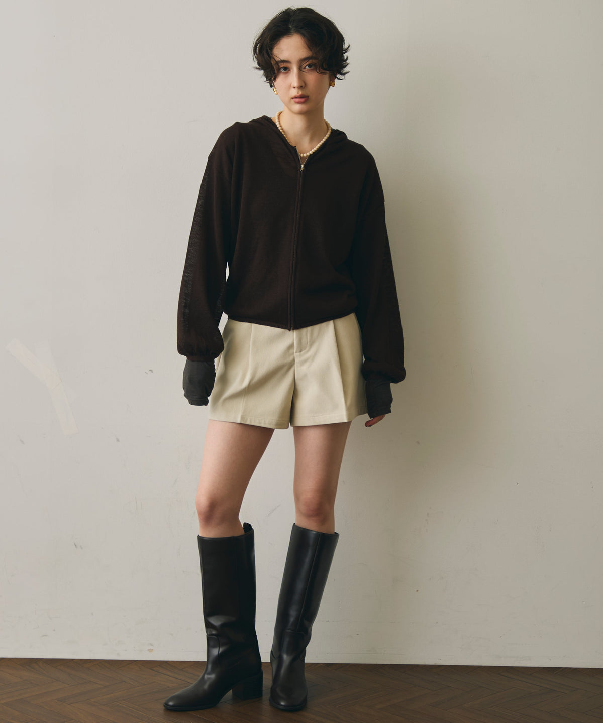 細コールショートパンツ