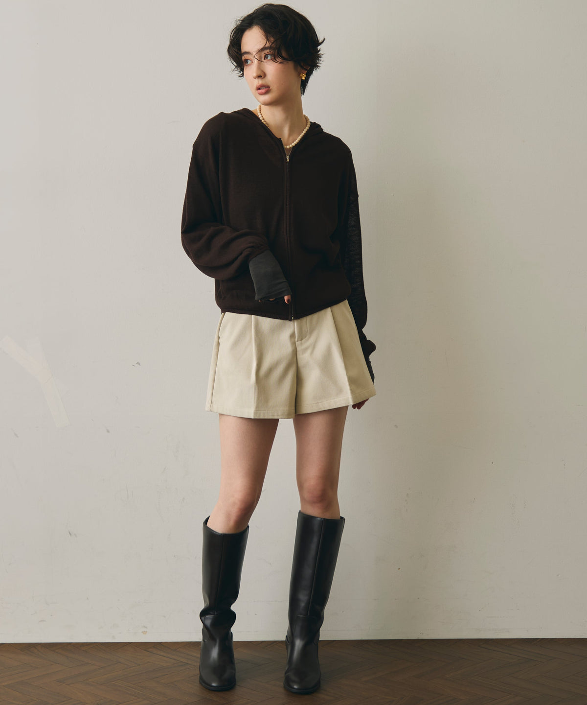 細コールショートパンツ