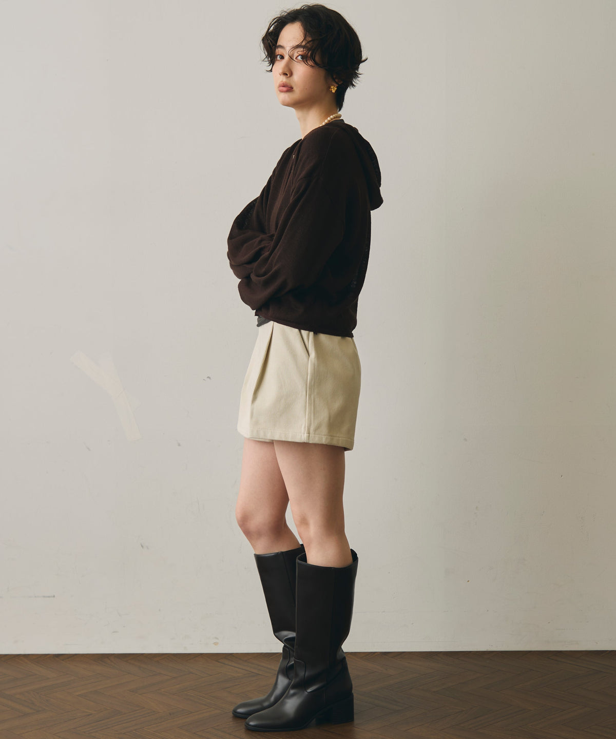 細コールショートパンツ