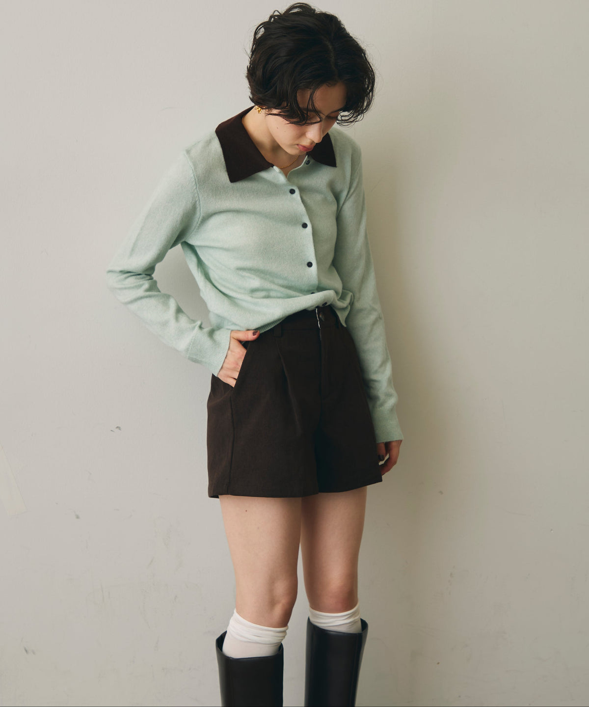 細コールショートパンツ
