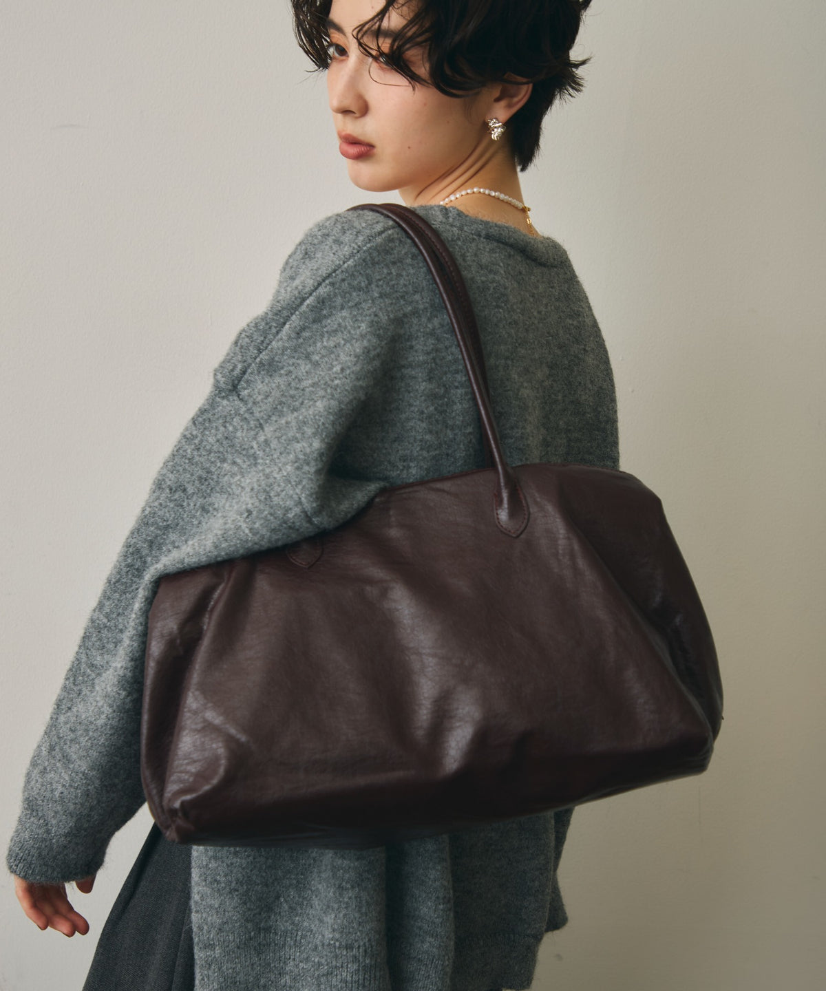 レザーライクビッグボストンBag