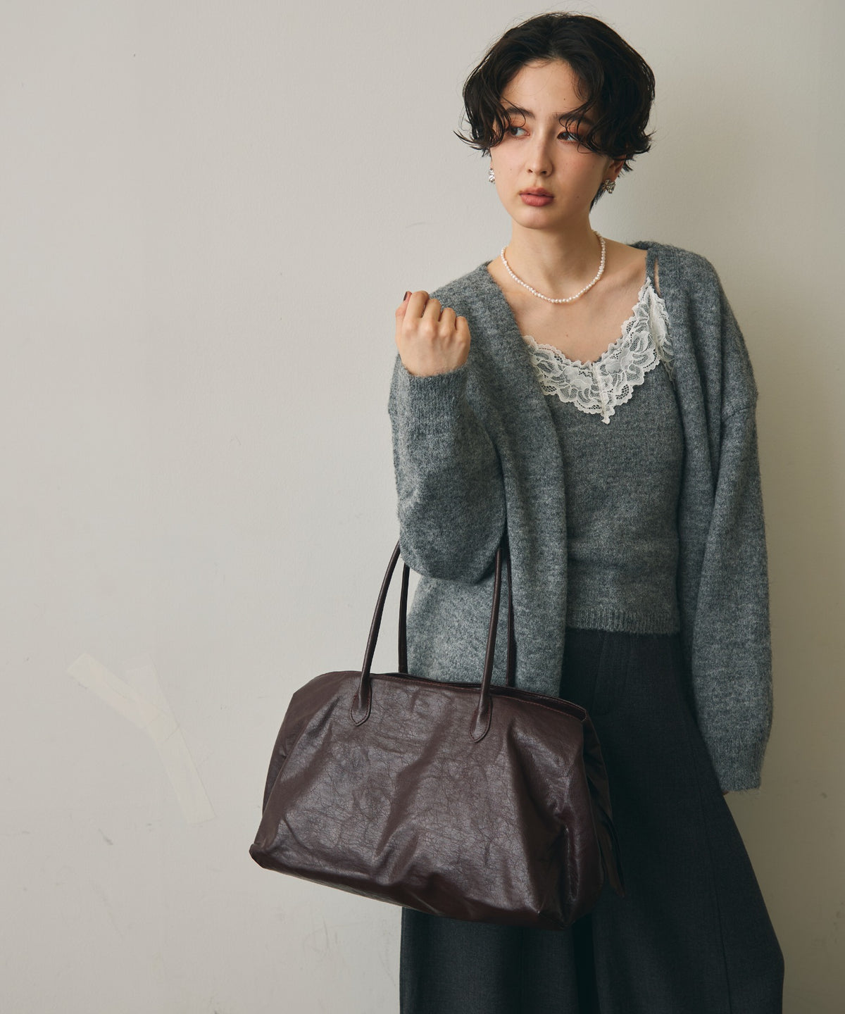 レザーライクビッグボストンBag