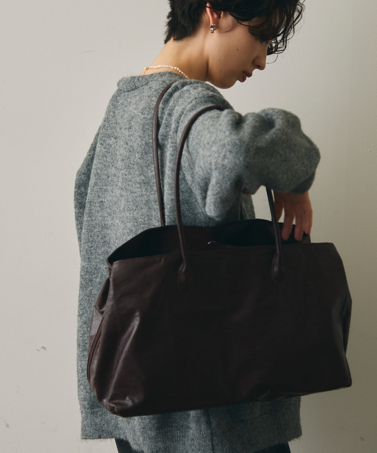 レザーライクビッグボストンBag