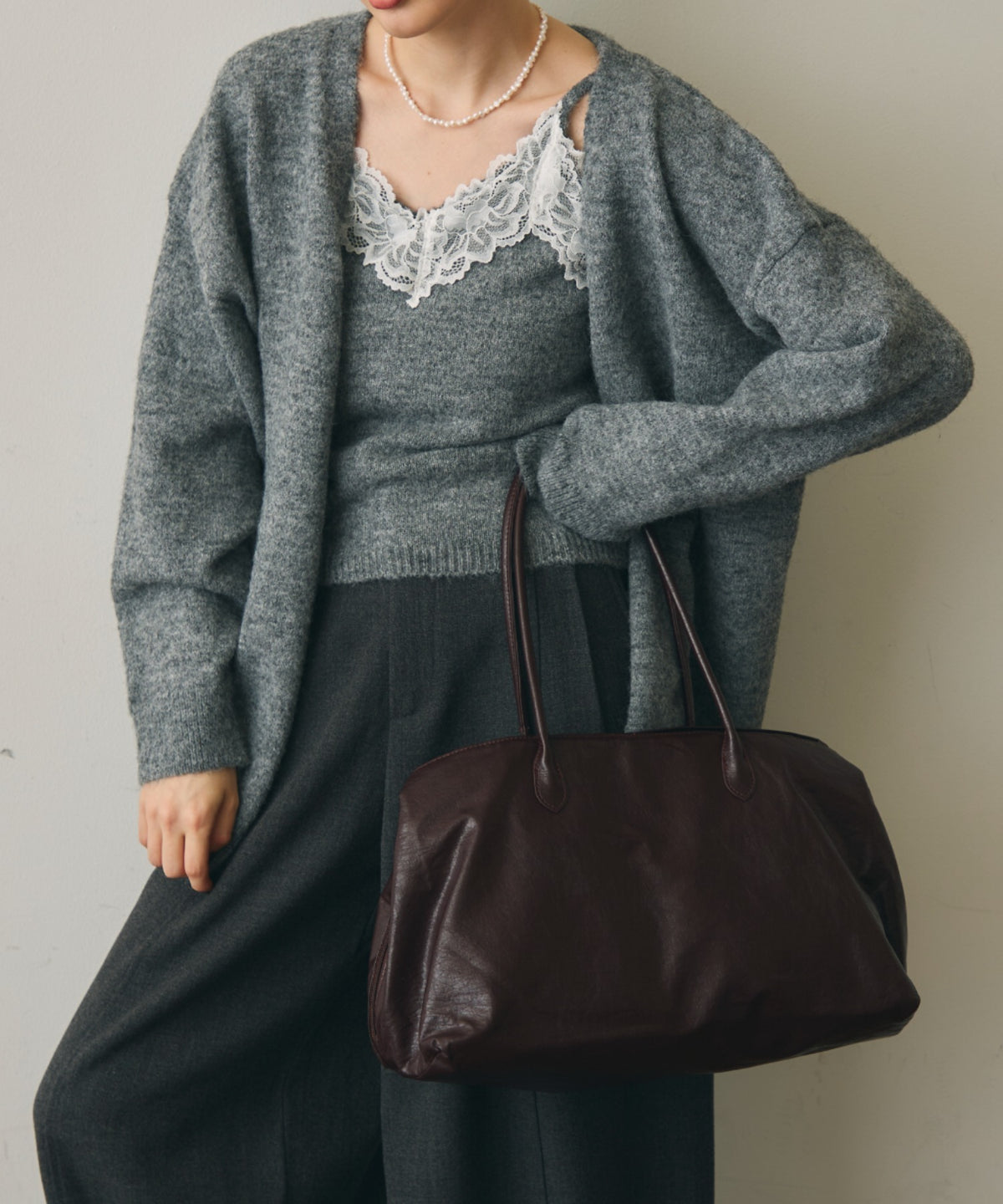 レザーライクビッグボストンBag