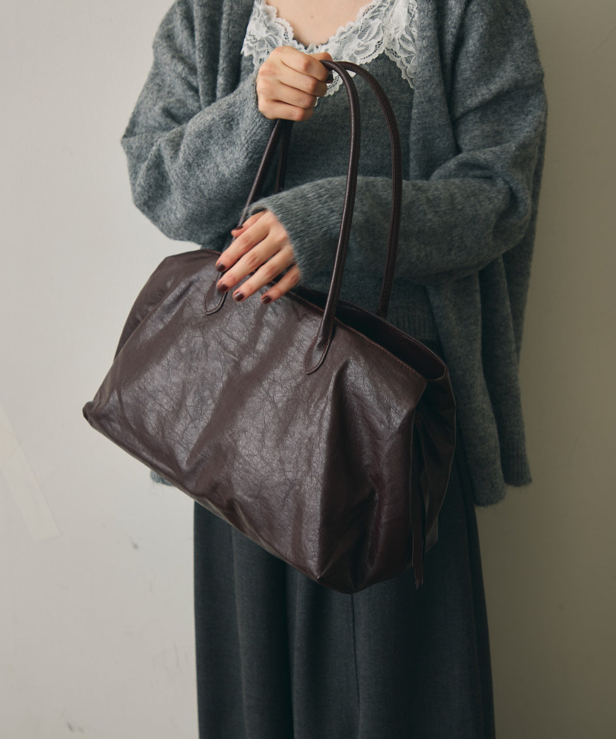レザーライクビッグボストンBag