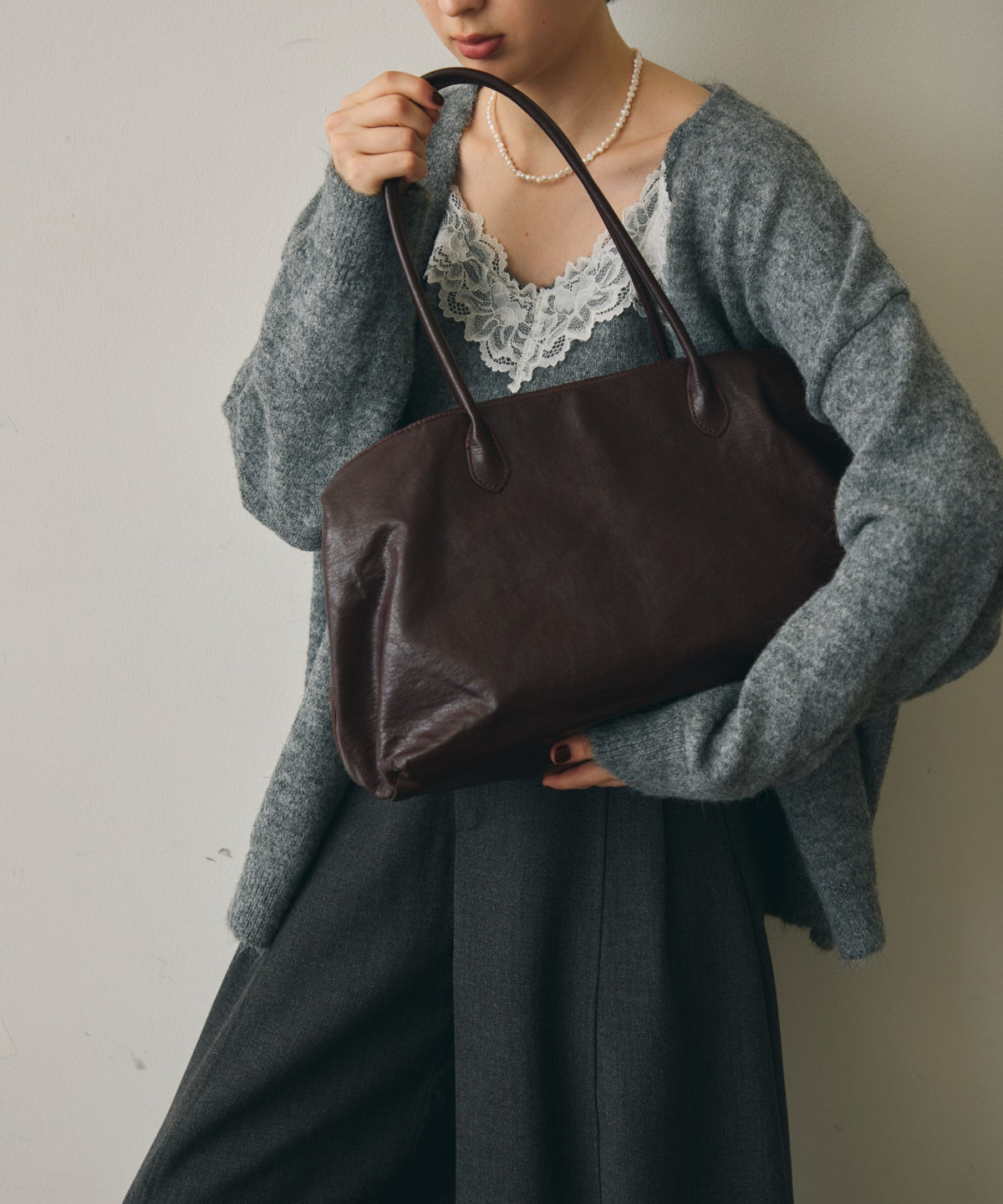 レザーライクビッグボストンBag