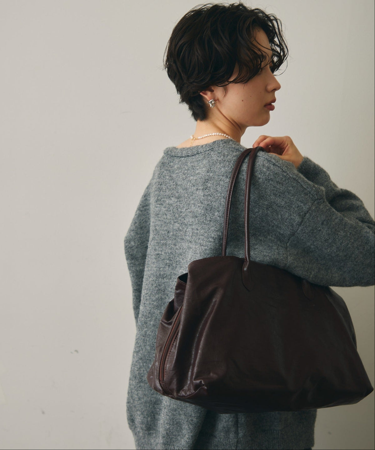 レザーライクビッグボストンBag
