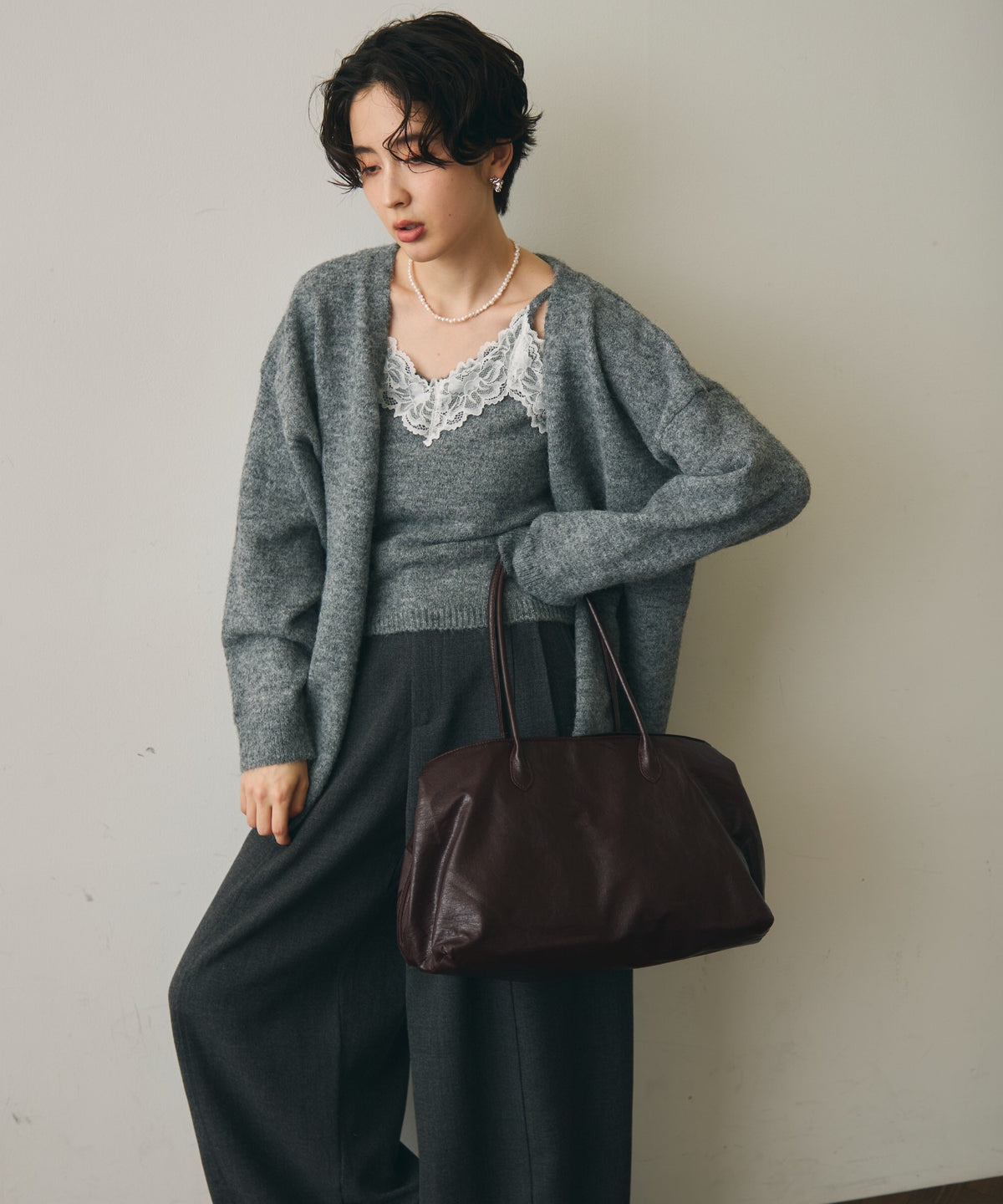 レザーライクビッグボストンBag