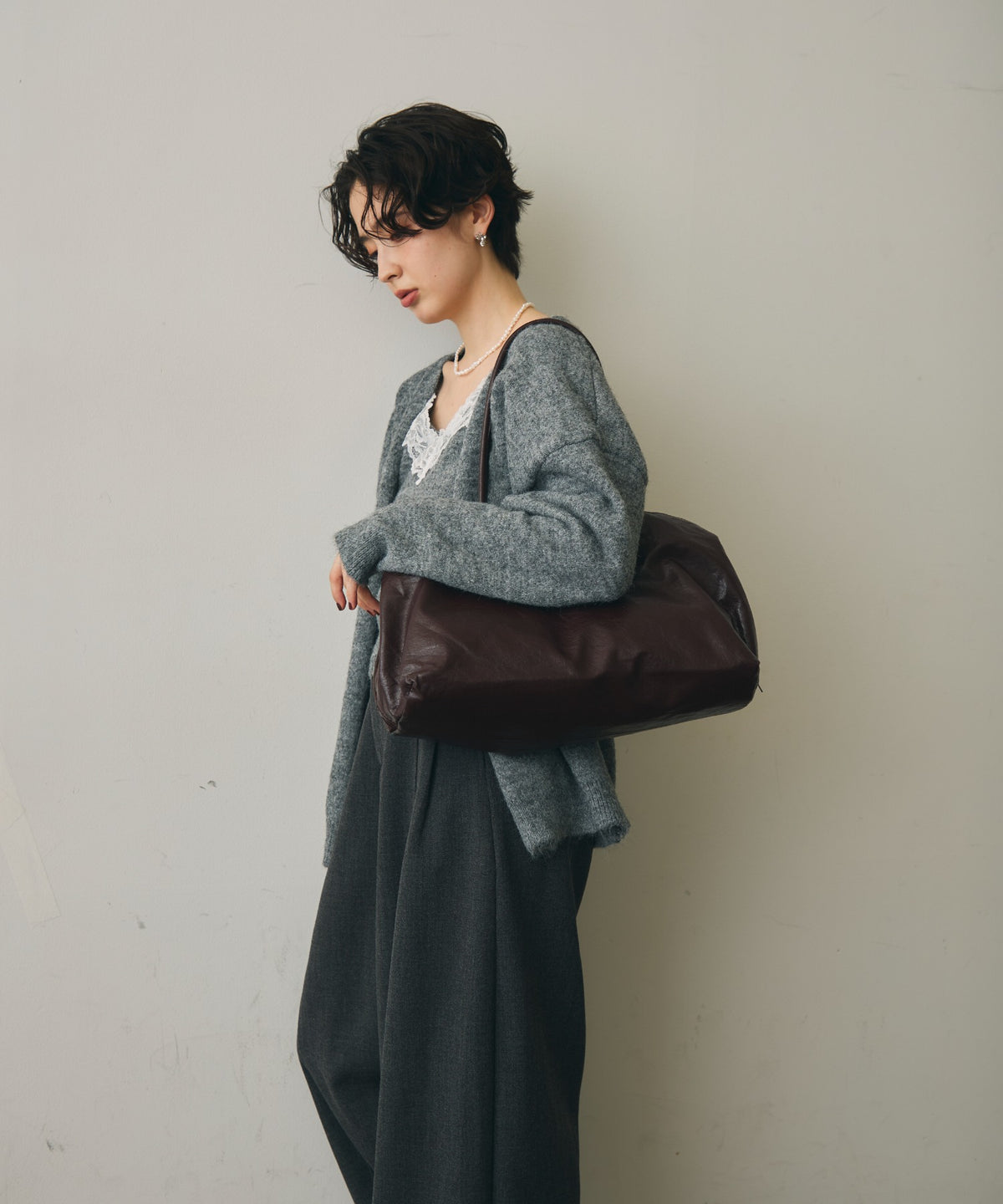レザーライクビッグボストンBag