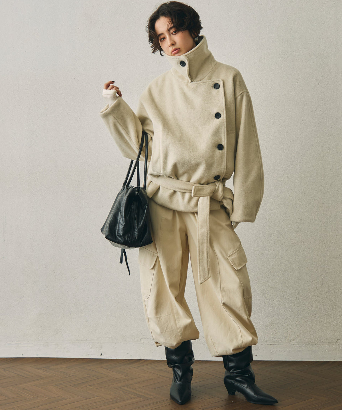 レザーライクビッグボストンBag