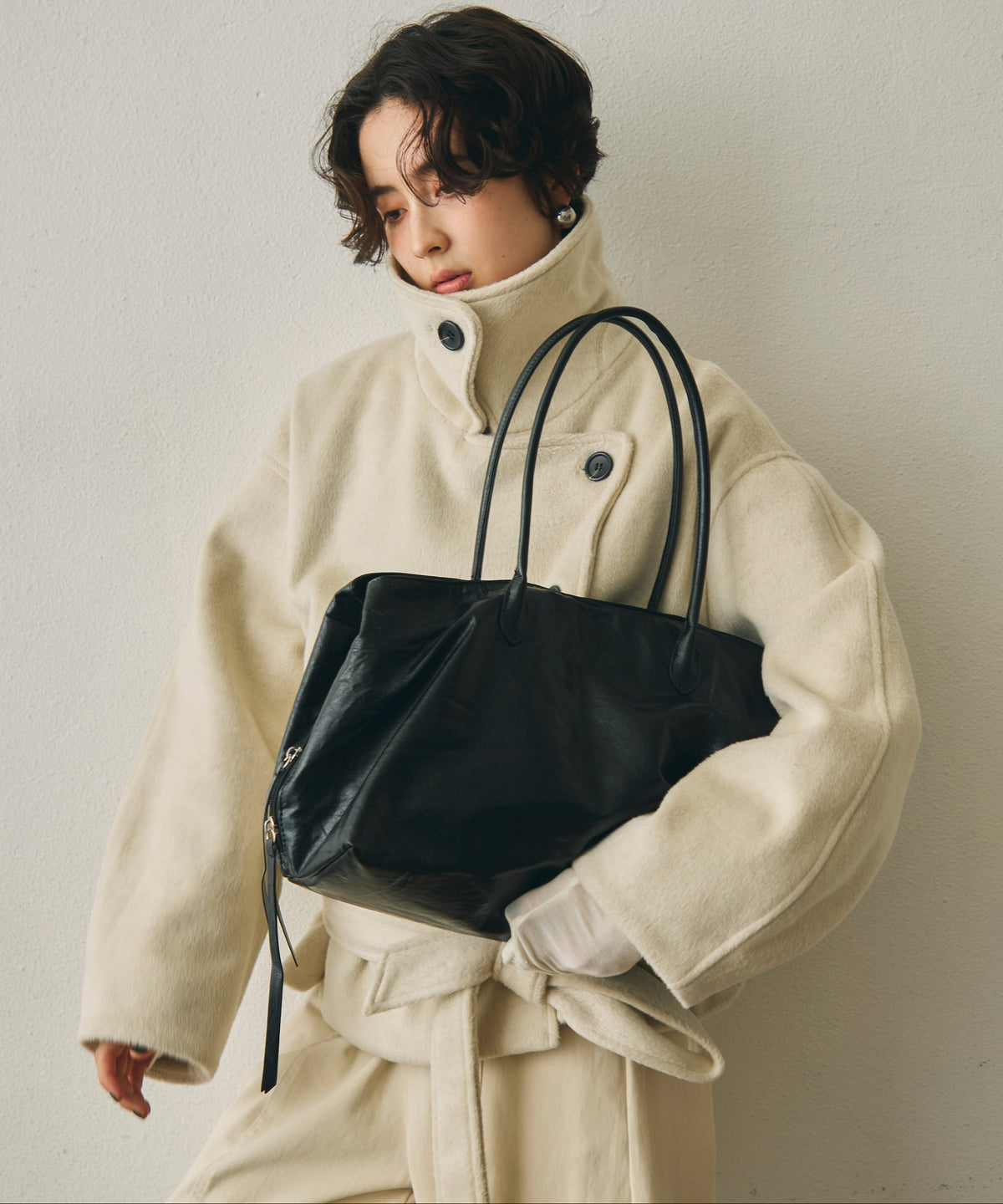 レザーライクビッグボストンBag