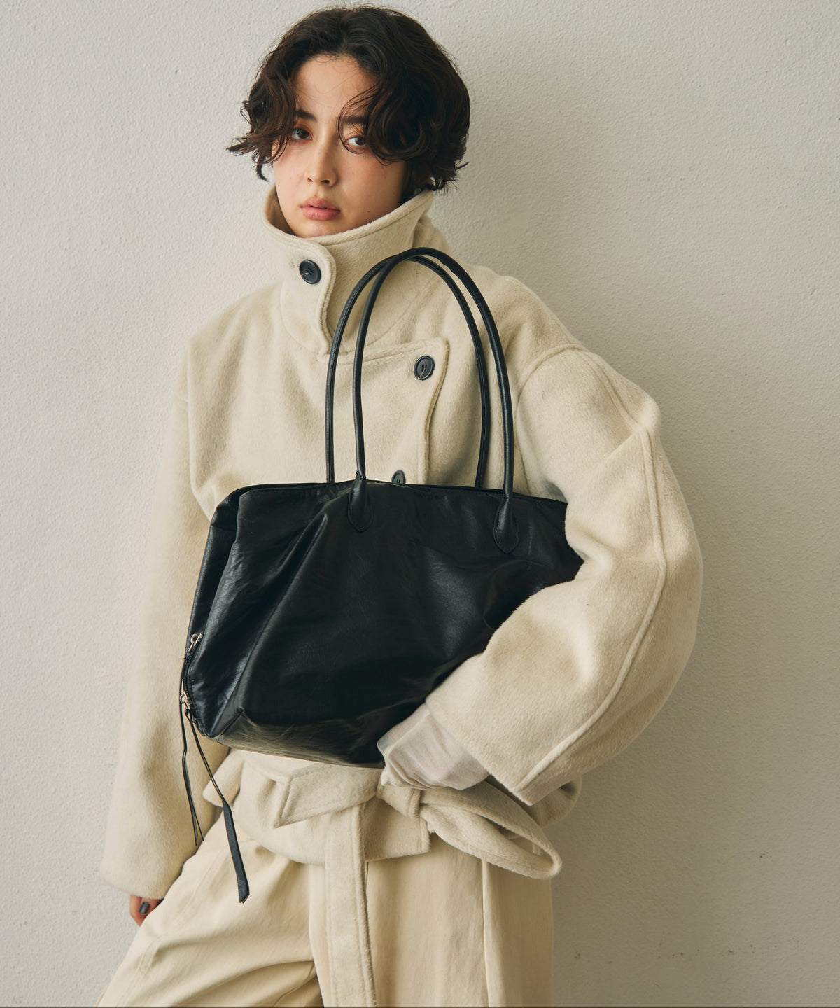 レザーライクビッグボストンBag