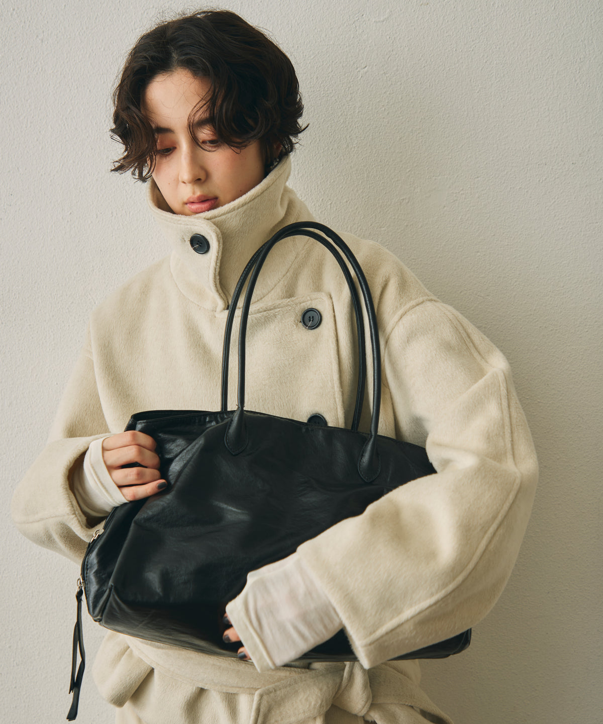 レザーライクビッグボストンBag